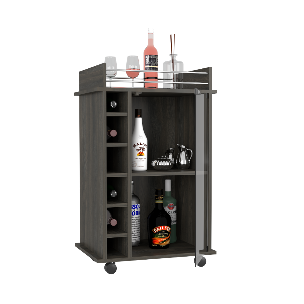 Bar Cart Baltimore, Six Wine Cubbies, Carbon Espresso Finish