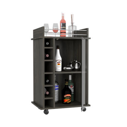 Bar Cart Baltimore, Six Wine Cubbies, Carbon Espresso Finish