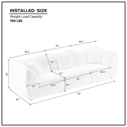 111 inch Sofa, Comfy Sofa Couch with  Deep Seats Modern Sofa- 3 Seater | Sofa