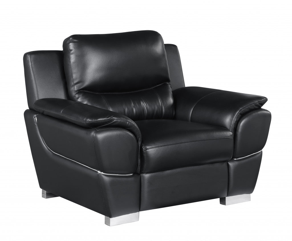 37 inches Chic Black Leather Sofa | Furniture