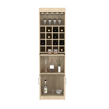 Bar Cabinet Atanasio, Rack, 16 Wine Cubbies, Light Pine Finish