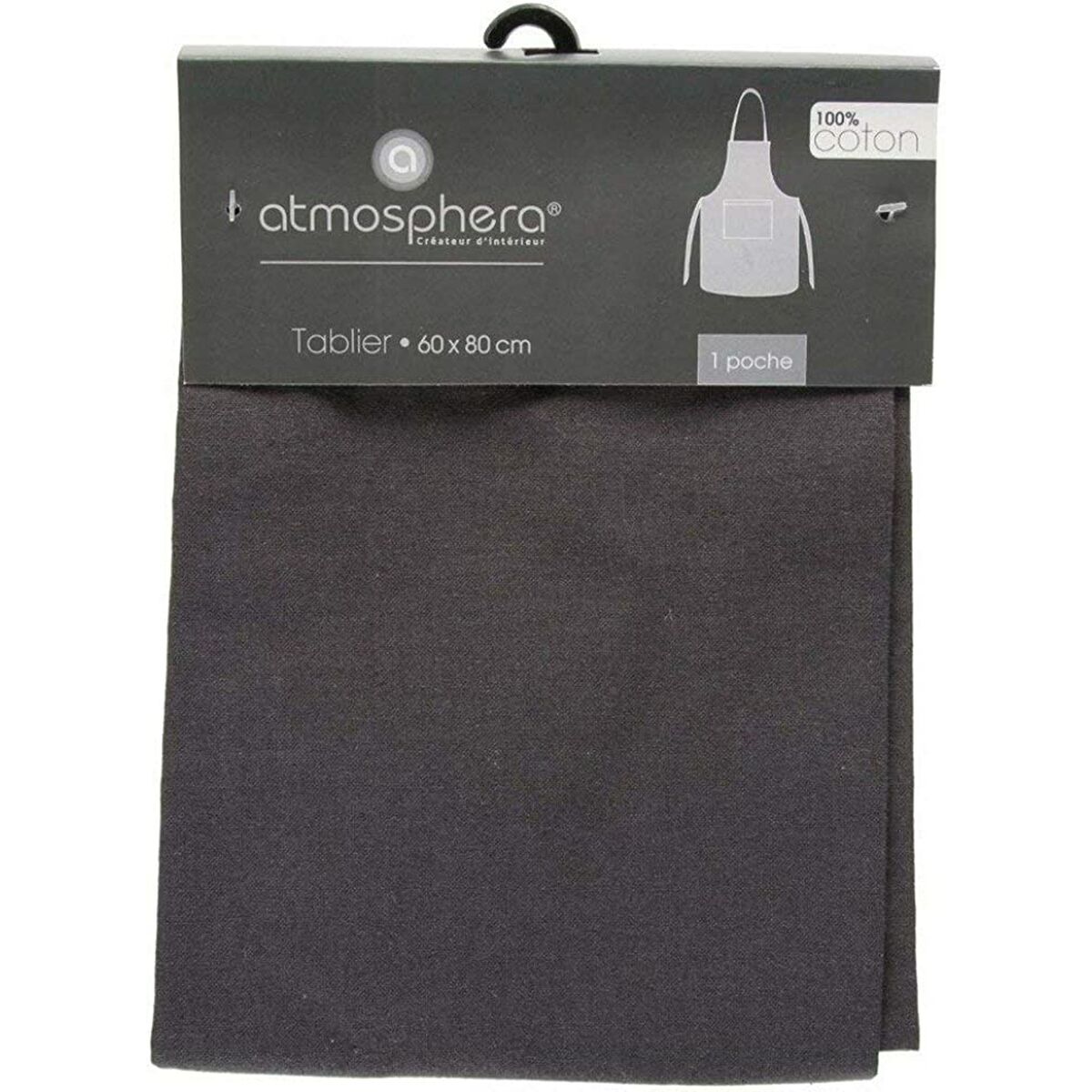 Apron with Pocket Atmosphera Black Cotton (60 x 80 cm)