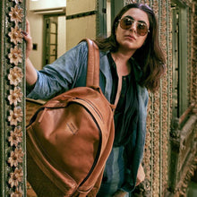 Load image into Gallery viewer, Weaved Journey Leather Backpack - Tan | Journey Collection
