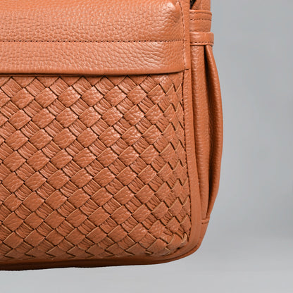 Weaved Journey Leather Backpack - Tan | Journey Collection