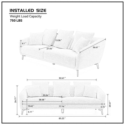 3 Seater Sofa Couch, Modern Fabric Upholstered Sofa | Furniture