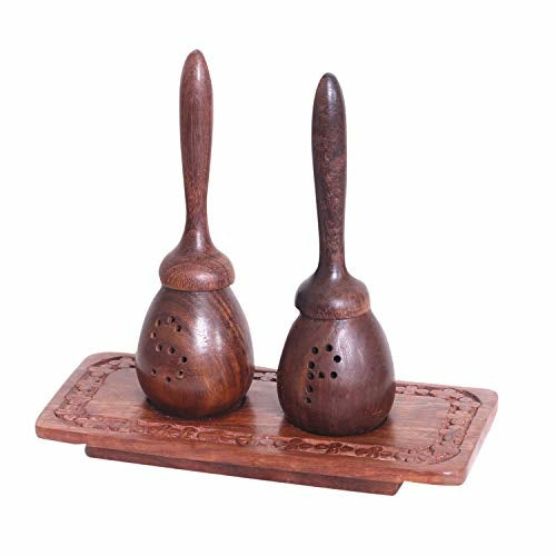 Unique Slanting Salt & Pepper Shaker with Tray Made of Rosewood