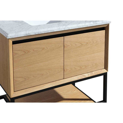 Alto 36 - California White Oak Cabinet + Black Wood Marble Countertop