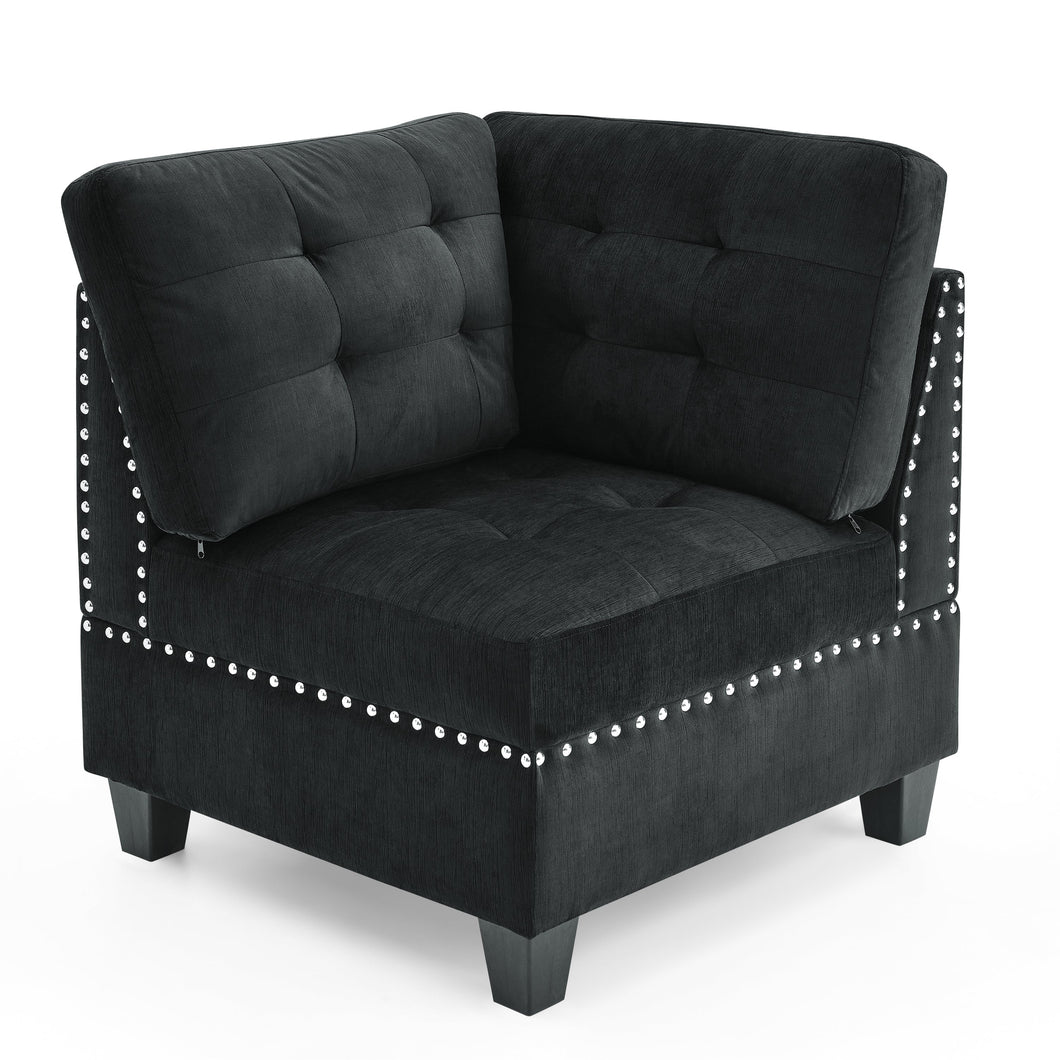 Corner Sofa for Modular Sectional,Black Velvet (31.5