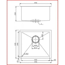 Load image into Gallery viewer, 490x440x230mm Handmade Topmount Undermount Kitchen Sink Single Bowl
