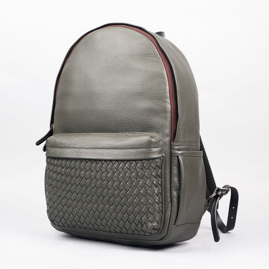 Weaved Journey Leather Backpack - Olive | Journey Collection