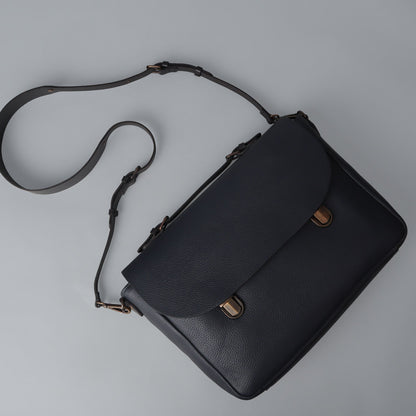 London Leather Briefcase - Navy | London Collection