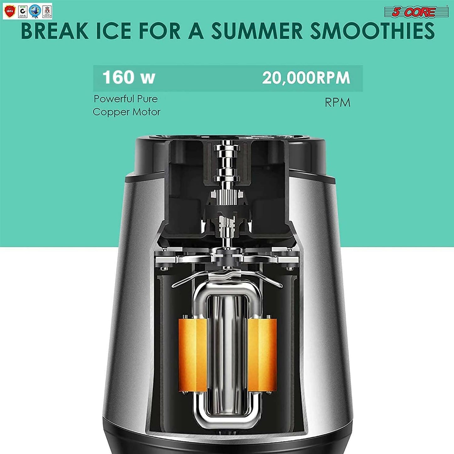 5 Core Portable Blenders For Kitchen 20 Oz Capacity 160W Personal | Kitchen