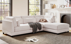 2 Pieces L shaped Sofa with Removable Ottomans and Comfortable Waist | Sofa