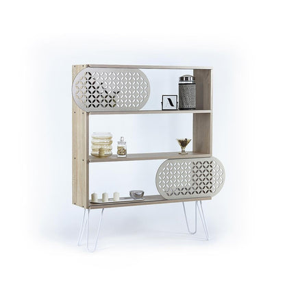 Bookcase CAPRI Oak/White/Metal | Books & Bookshelves