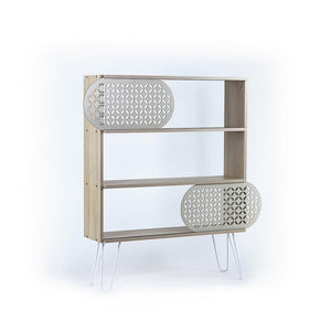 Bookcase CAPRI Oak/White/Metal | Books & Bookshelves