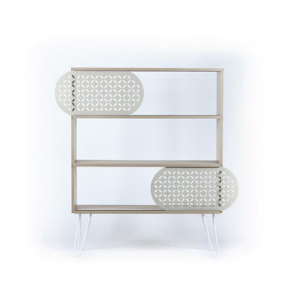 Bookcase CAPRI Oak/White/Metal | Books & Bookshelves