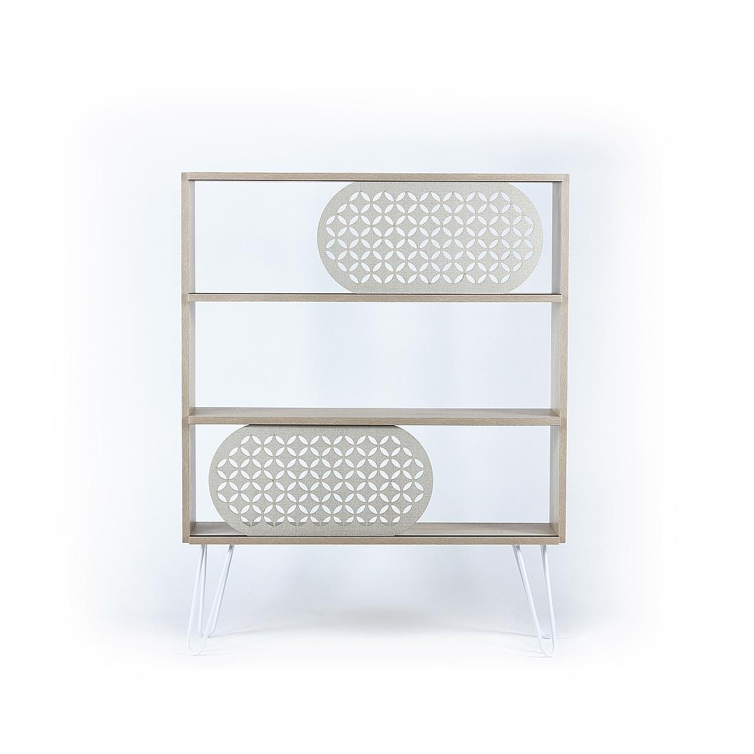 Bookcase CAPRI Oak/White/Metal | Books & Bookshelves