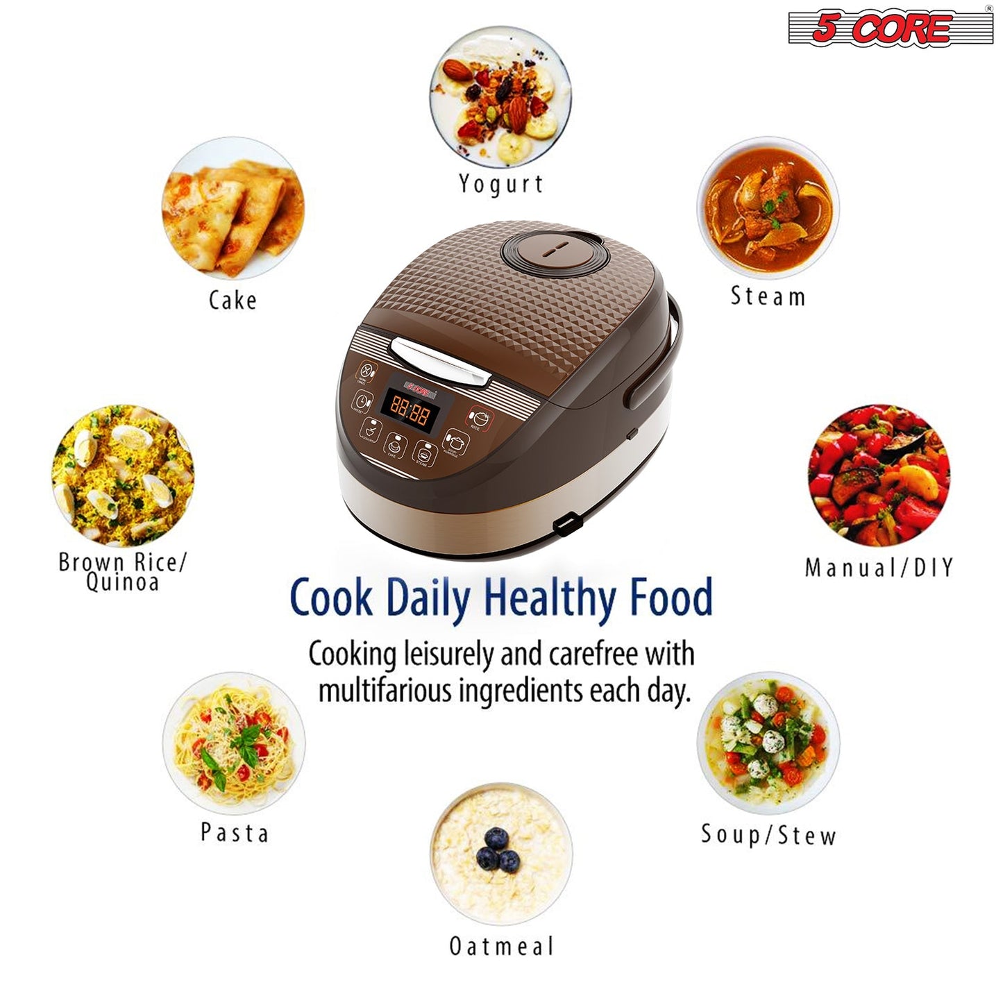 5 Core Asian Rice Cooker Electric Large Rice Maker w 15 Preset Large | Kitchen