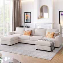 Load image into Gallery viewer, 3 Pieces U shaped Sofa with Removable Ottomans | Furniture
