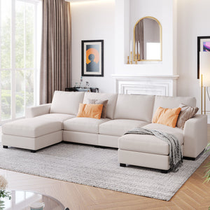 3 Pieces U shaped Sofa with Removable Ottomans | Furniture