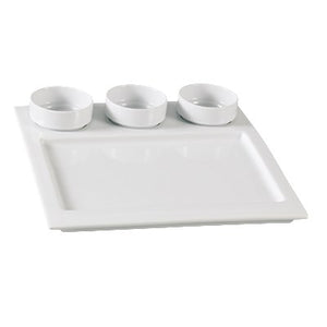 Yanco ML-810 10" Square Compartment Tray with Three 2.75" Round Dish