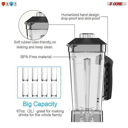 5 Core Juicer Blender Machines 2000W • High-Speed Countertop Shake | Kitchen