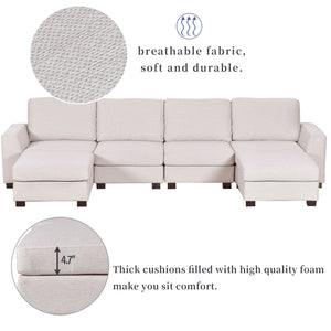 3 Pieces U shaped Sofa with Removable Ottomans | Furniture