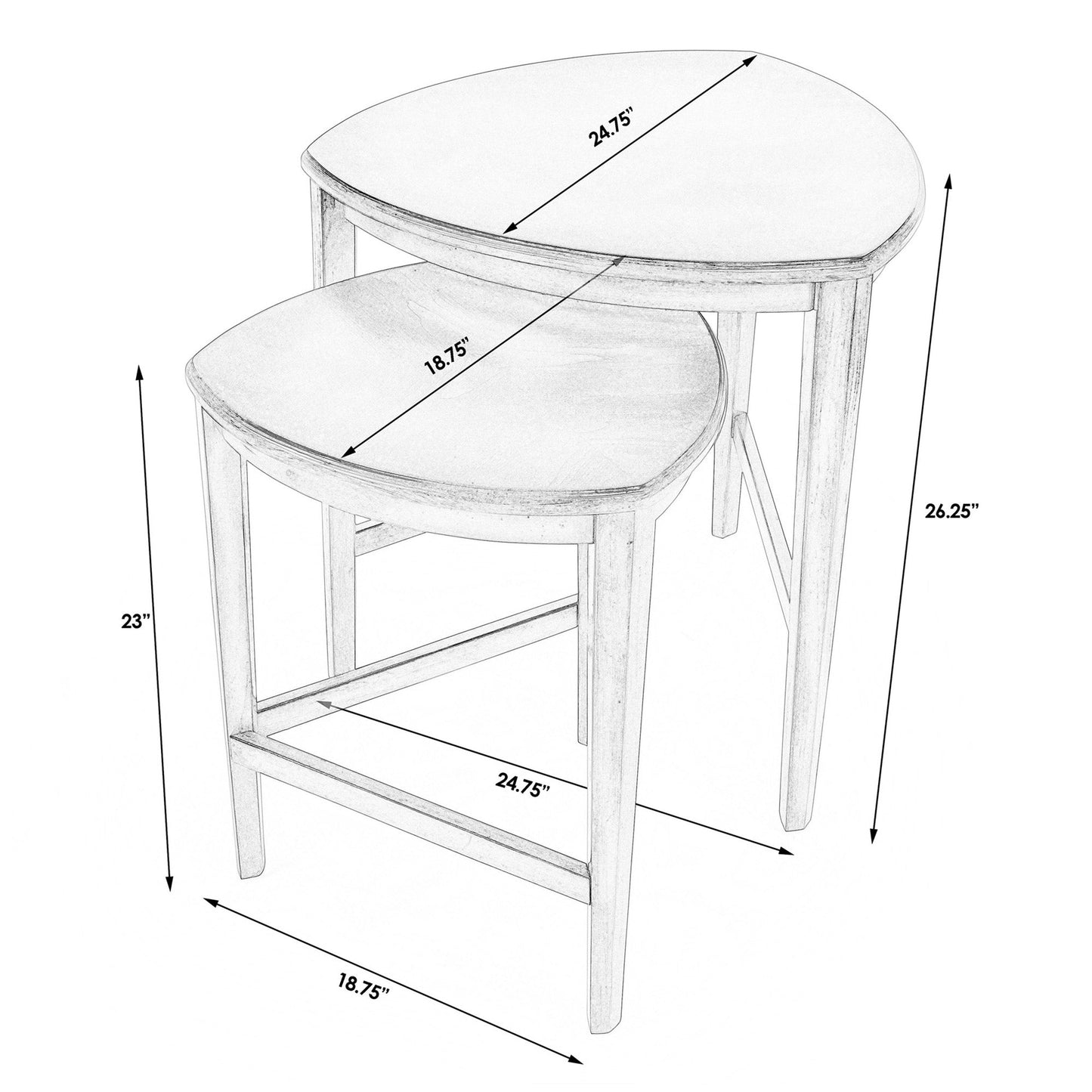 Finnegan Powder Gray Triangle Nesting Tables - Gray