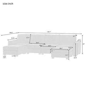 3 Pieces U shaped Sofa with Removable Ottomans | Furniture