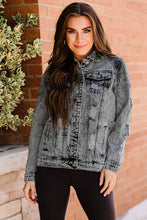 Load image into Gallery viewer, Acid Wash Distressed Denim Jacket
