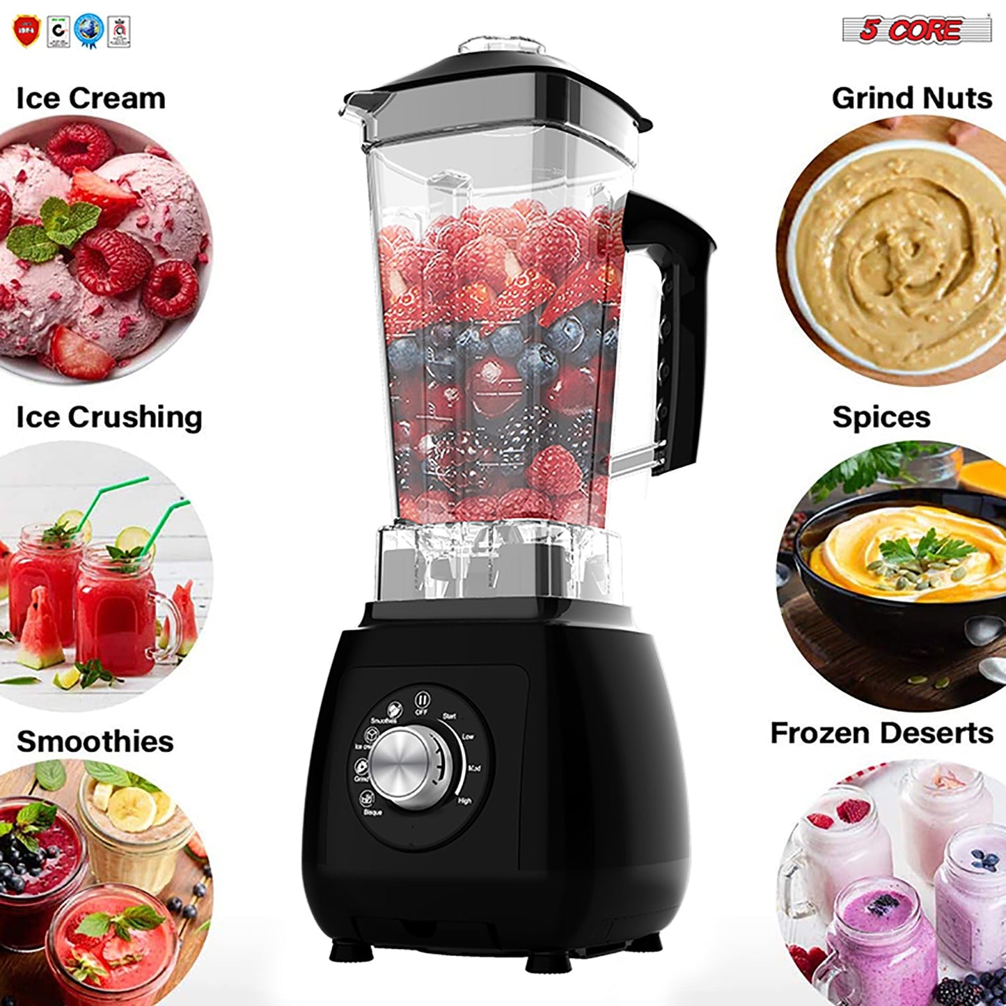 5 Core Juicer Blender Machines 2000W • High-Speed Countertop Shake | Kitchen