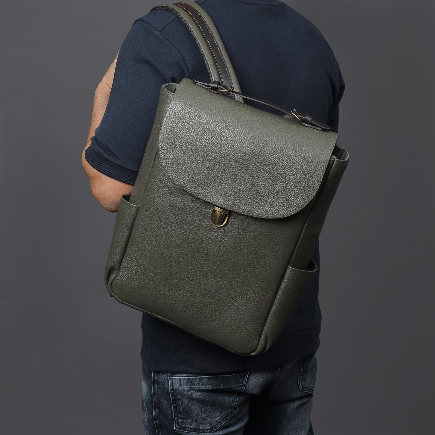 London Leather Backpack - Olive | London Collection