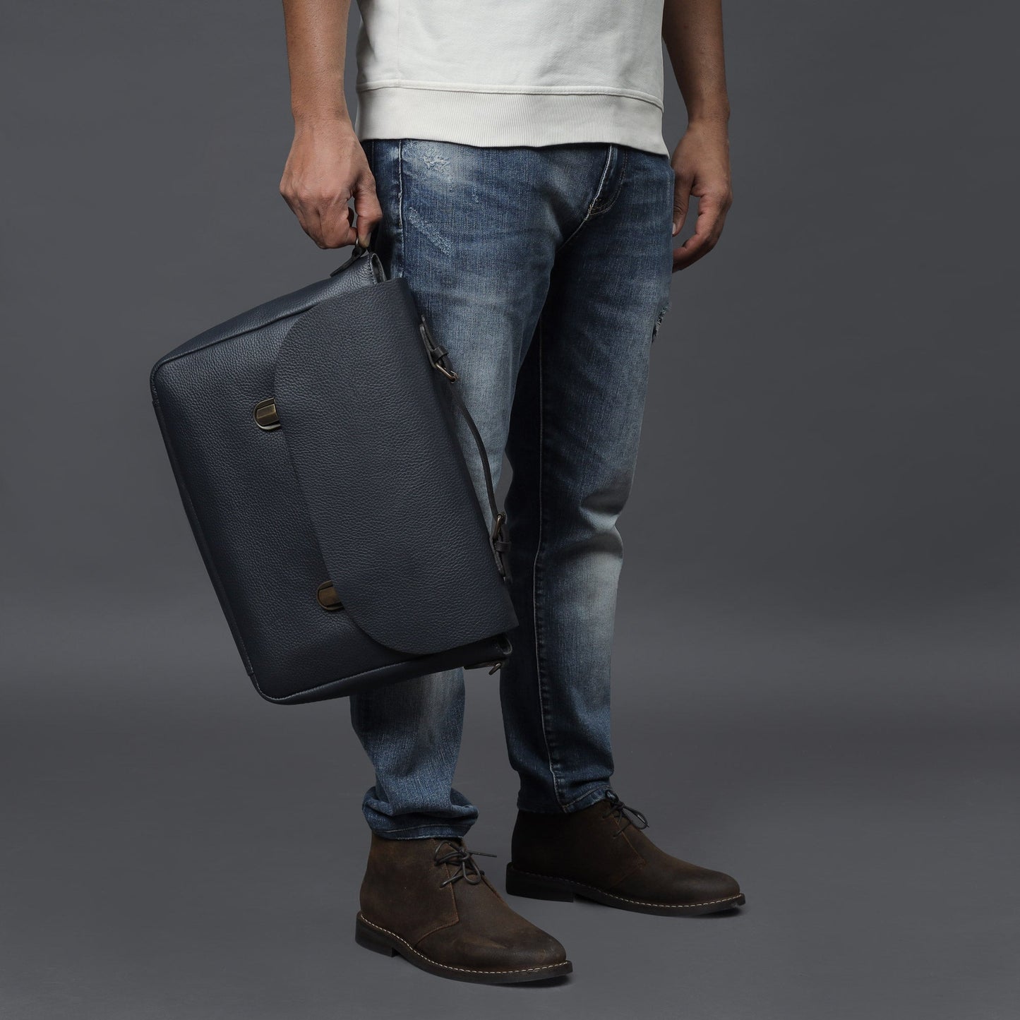 London Leather Briefcase - Navy | London Collection