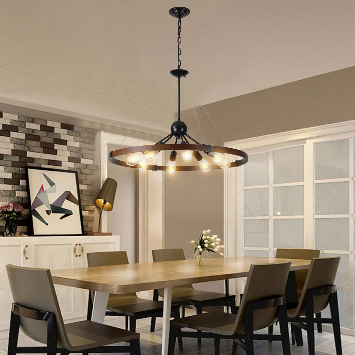 (New SKU:W1340P206642) 8-Light Retro Farmhouse Chandelier For Kitchen,