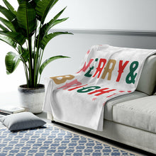 Load image into Gallery viewer, Christmas Holiday Merry &amp; Bright Plush Blanket Throw
