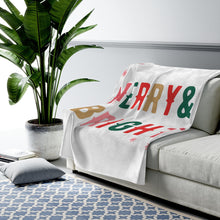 Load image into Gallery viewer, Christmas Holiday Merry &amp; Bright Plush Blanket Throw
