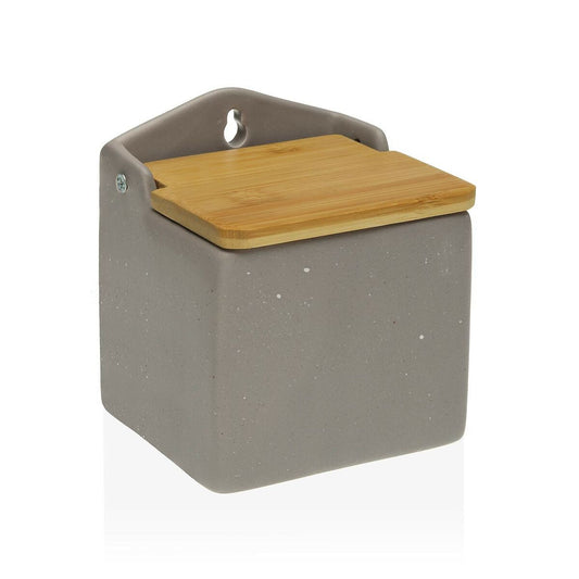 Salt Shaker with Lid Versa Grey Bamboo Dolomite (13 x 10,5 x 12 cm)