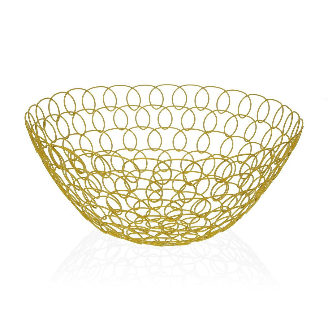 Fruit Bowl Versa Eris Mustard Metal Steel (28 x 12 x 28 cm)