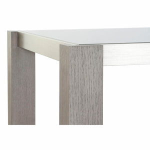 Dining Table DKD Home Decor Crystal Grey Aluminium Oak Tempered Glass