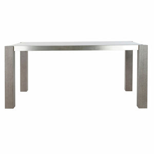 Dining Table DKD Home Decor Crystal Grey Aluminium Oak Tempered Glass