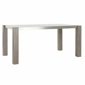 Dining Table DKD Home Decor Crystal Grey Aluminium Oak Tempered Glass