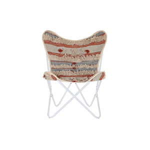 Garden chair DKD Home Decor Orange Cotton White Iron (74 x 65 x 90 cm)