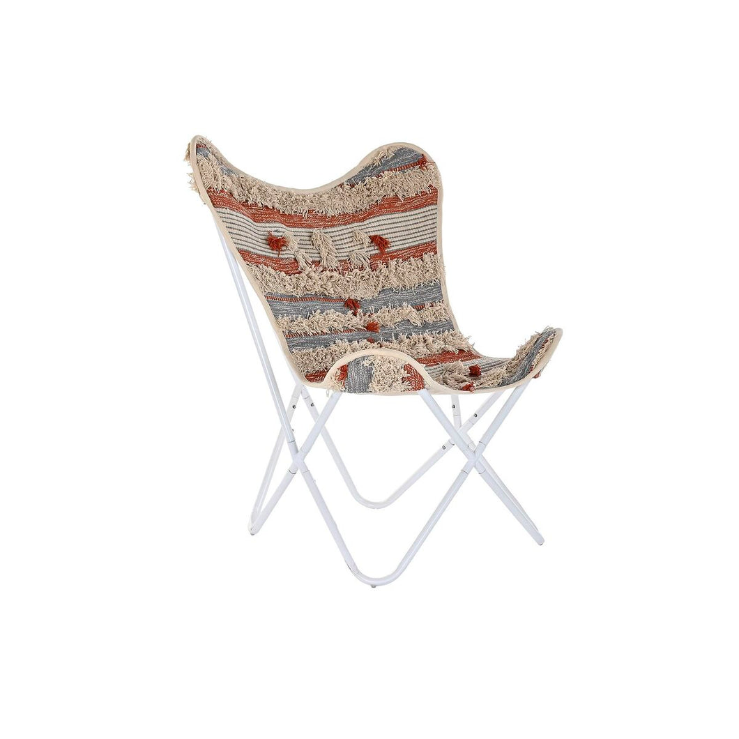 Garden chair DKD Home Decor Orange Cotton White Iron (74 x 65 x 90 cm)