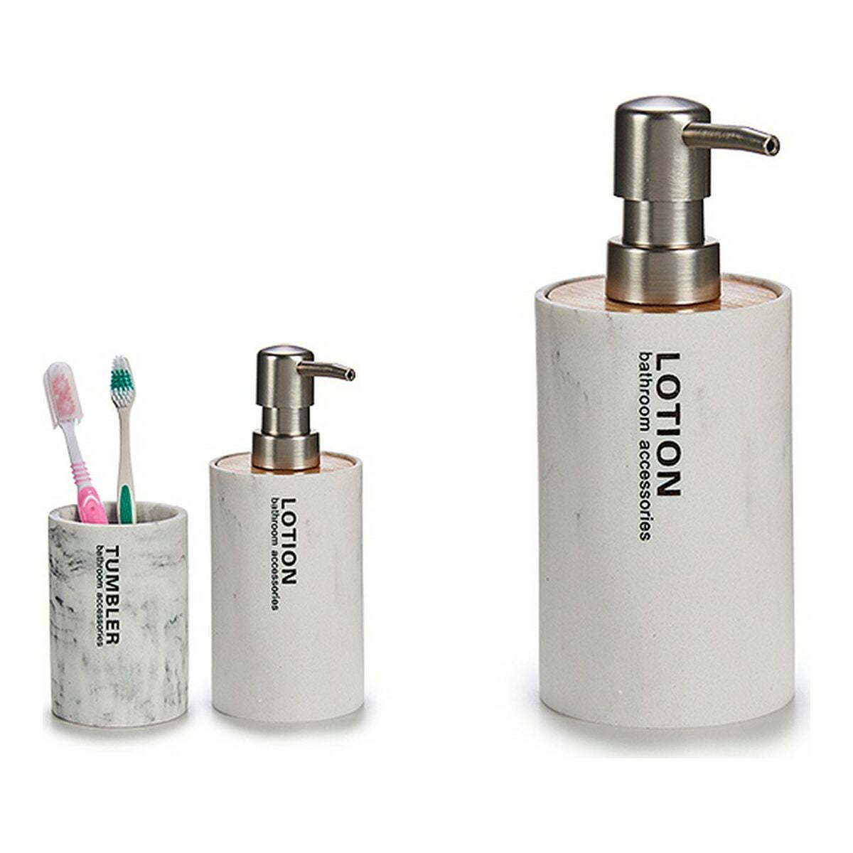 Soap Dispenser Lotion Metal Resin Marble Bamboo 350 ml (1 uds)