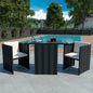 3 Piece Bistro Set with Cushions Poly Rattan Black | Outdoor Living