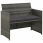 2 Seater Garden Sofa with Cushions Black Poly Rattan | Furniture