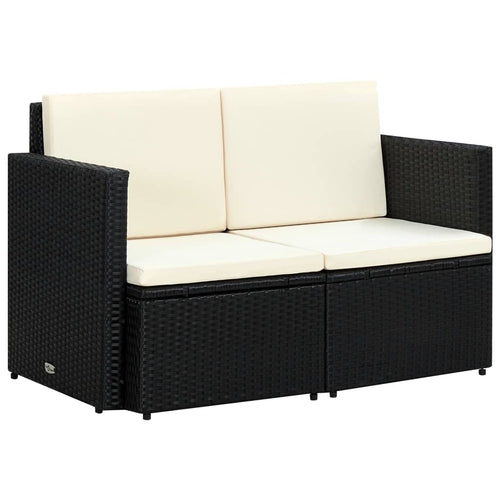 2 Seater Garden Sofa with Cushions Brown Poly Rattan | Outdoor Living