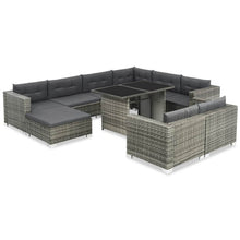 Load image into Gallery viewer, 10 Piece Garden Lounge Set with Cushions Poly Rattan Gray | Outdoor Furniture
