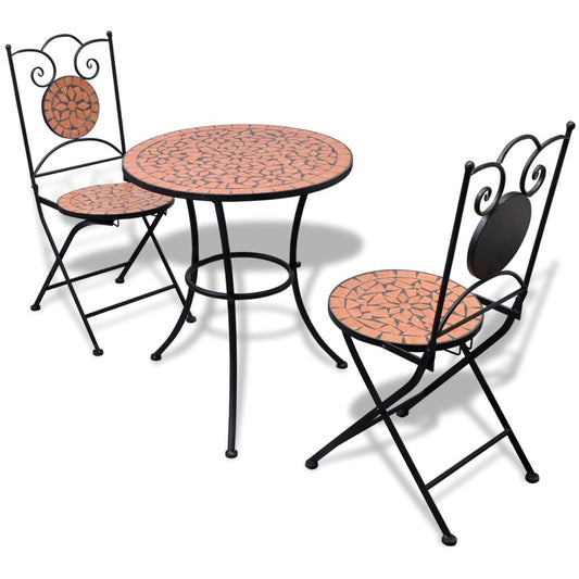 3 Piece Mosaic Bistro Set Ceramic Tile Terracotta