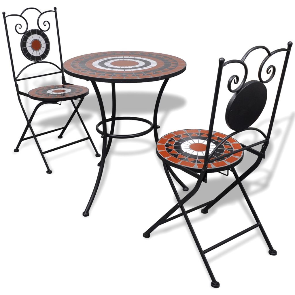 3 Piece Mosaic Bistro Set Ceramic Tile Terracotta